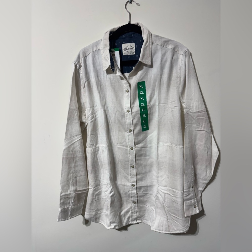 Jachs Girlfriend Women's Cozy snap down Flannel Shirt, Pockets White XL - Picture 6 of 10